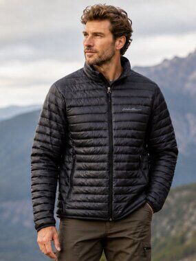 Title: Eddie Bauer Mens Microlight Down Packable Puffer Jacket Gorpcore M